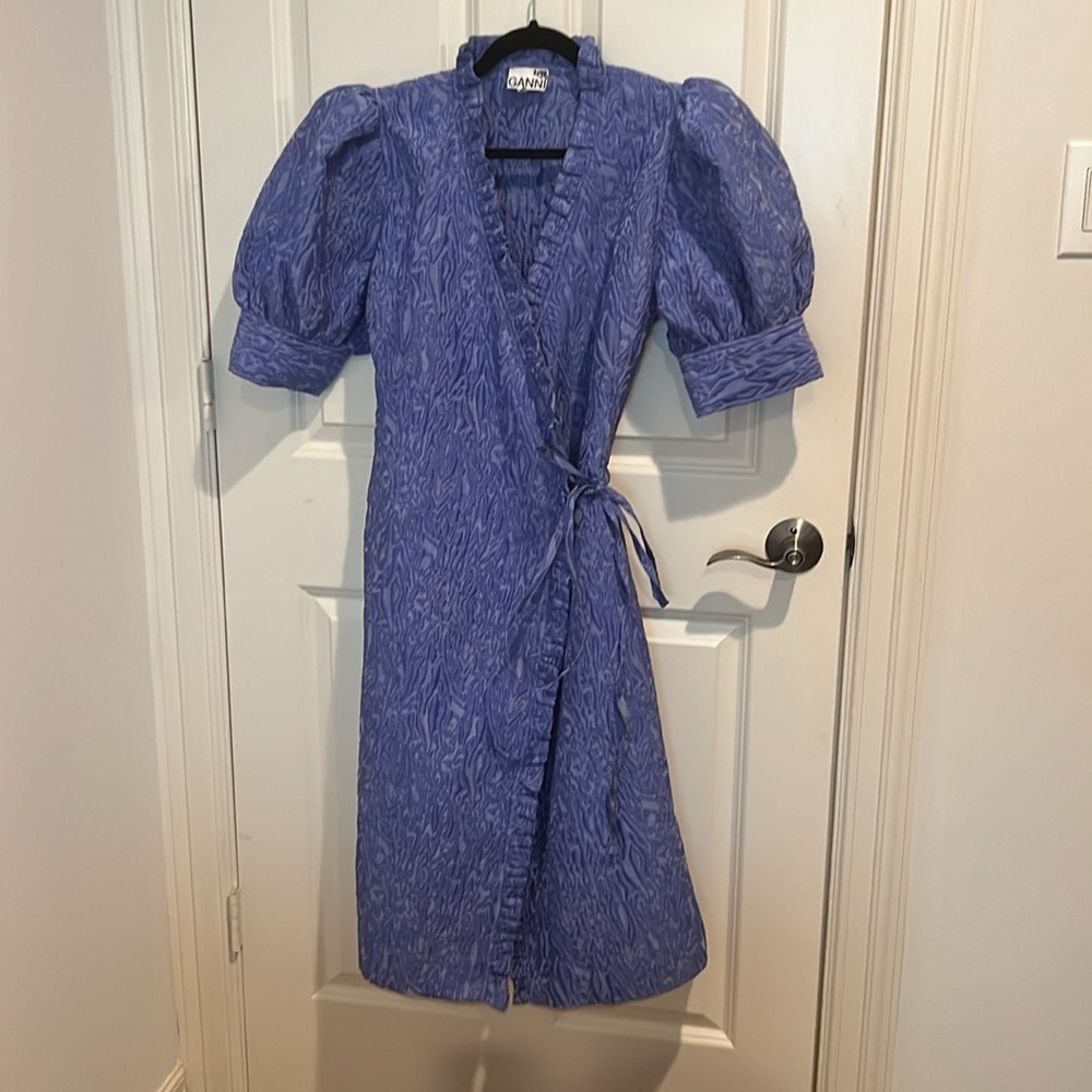 GANNI Cloque wrap dress size 12 - Picture 4 of 6